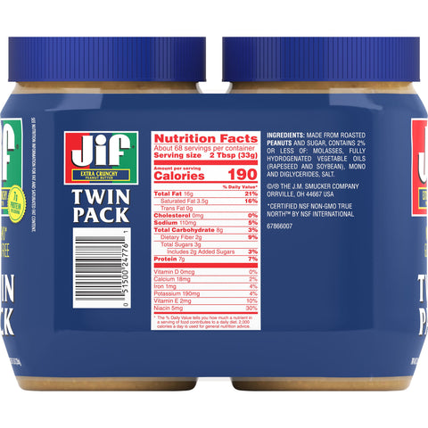 Jif® PEANUT BUTTER CRUNCHY TWIN PACK