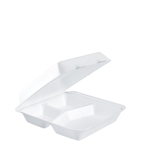 Dart CONTAINER FOAM HINGED 3-COMPARTMENT HAVE A NICE DAY