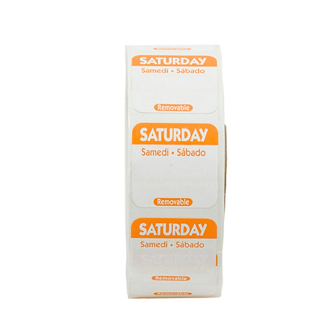 National Checking Company Dateit Orange Trilingual Removable Label - Saturday, 1 x 1 inch -- 1000 per case.
