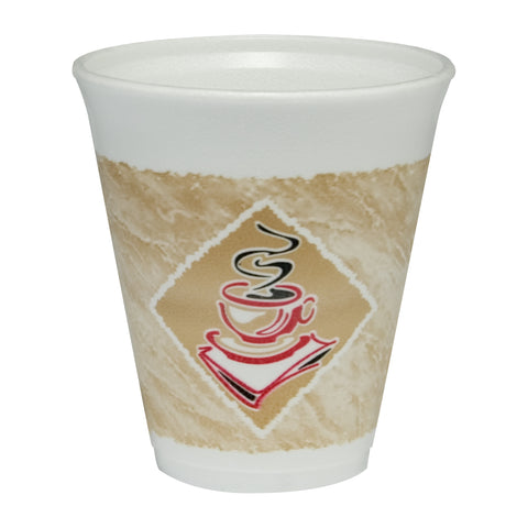 Dart Red Accents Cafe G Stock Printed Foam Cup, 12 Ounce -- 1000 per case.