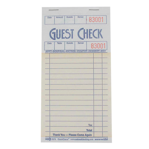 National Checking GUEST CHECK SALMON 1 PART 3.5X6.75