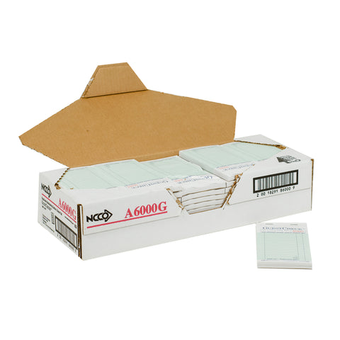 Guestcheck -Carbon, 2Part, Green, 17 Line, 3.5 X 6.75 Inch, 50 Sets Per Book -- 2500 Per Case.