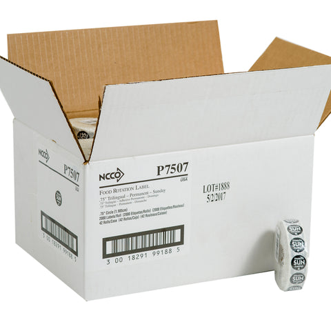 National Checking Company Dateit Black Trilingual Permanent Label - Sunday, 0.75 inch Circle -- 2000 per case.