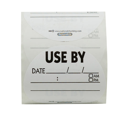 National Checking Company Use By Removable Label, 3 inch Circle -- 500 per case.