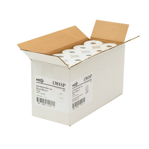 National Checking Company White Bond 1 Ply Register Roll Tape, 38 Millimetre -- 50 per case.