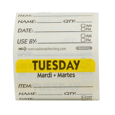 Label Trilingual Item/date/use By Dissolving Yellow Tuesday 2x2