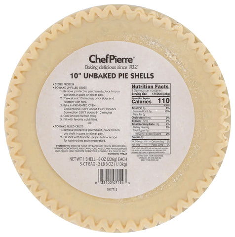 Chef Pierre PIE SHELL LARD SHORTENING UNBAKED 10
