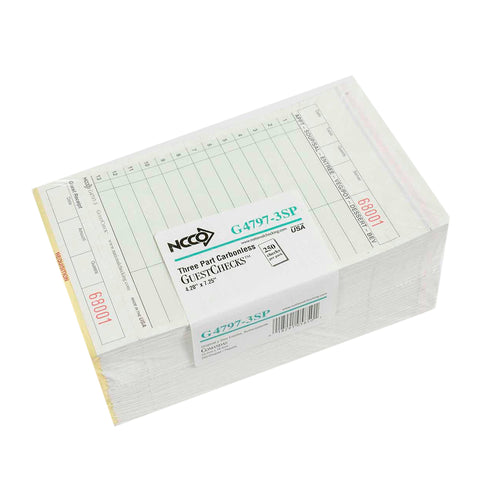 National Checking Medium-Wide Green Three-Part Carbonless Guest Check with Beverage Backer, 7.25 x 4.25 inch -- 2000 per case