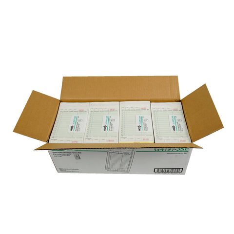 National Checking Medium-Wide Green Three-Part Carbonless Guest Check with Beverage Backer, 7.25 x 4.25 inch -- 2000 per case