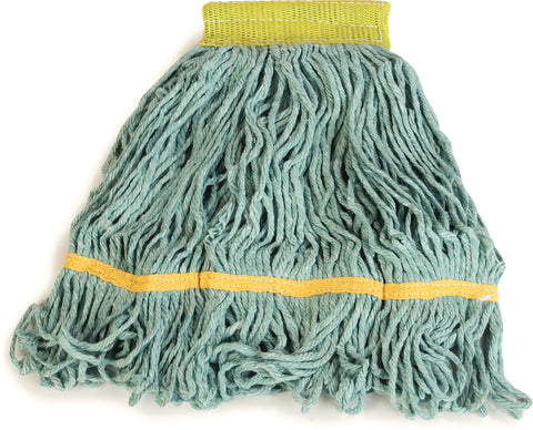 Flo-Pac® MOP HEAD SMALL LOOPED-END W/ YELLOW BAND GREEN