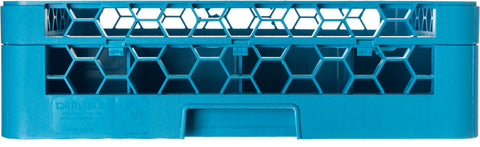OptiClean™ RACK GLASS 16-COMPARTMENT DIVIDED TILTED W/ 1 OPEN EXTENDER CARLISLE BLUE 16 COMPARTMENT