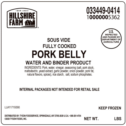Hillshire Farm® PORK BELLY SOUS VIDE LARGE CUT FULLY COOKED FROZEN 10000005362