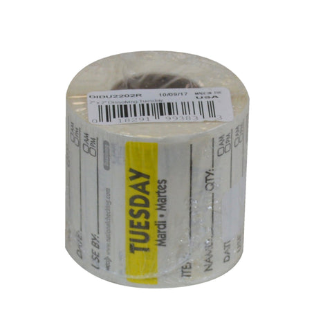 Label Trilingual Item/date/use By Dissolving Yellow Tuesday 2x2