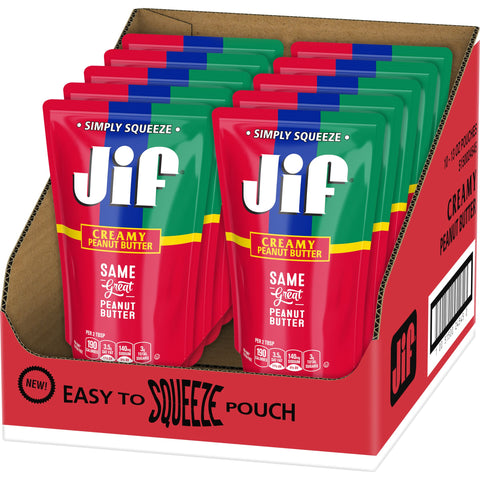 Jif Creamy Peanut Butter, 13 Ounce Squeezable Pouch -- 10 per case