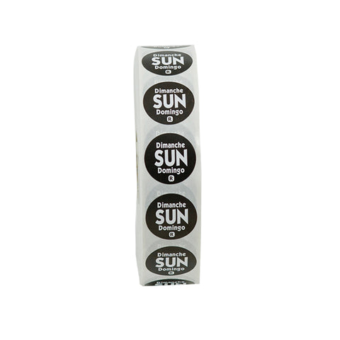 National Checking Company Dateit Black Trilingual Removable Label - Sunday, 0.75 inch Circle -- 2000 per case.