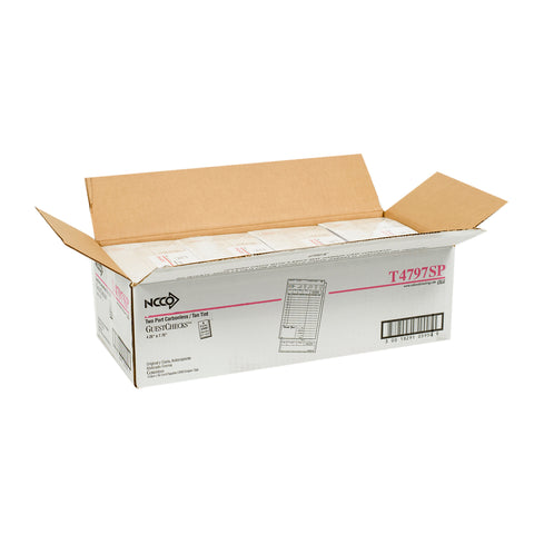 National Checking Medium Tan Paper Cardboard 12 Lines Two-Part Guest Check, 7.75 x 4.25 inch -- 2000 per case