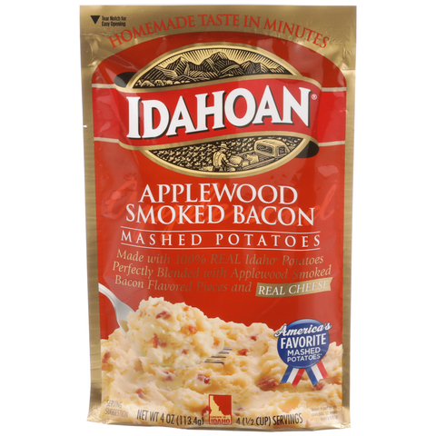 Idahoan Applewood Smoked Bacon Mashed Potatoes, 4 Ounce Pouch -- 12 per case.