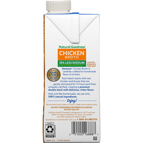 Swansons Natural Goodness Chicken Broth, 48 Ounce -- 8 per case.