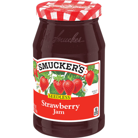 Smuckers Seedless Strawberry Jam, 18 Ounce -- 12 per case.
