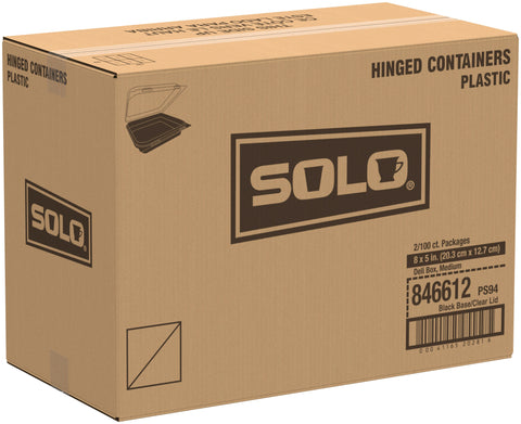 Creative Carryouts® CONTAINER BOXLINE™ BLACK BASE/CLEAR LID HINGED 8X5.5