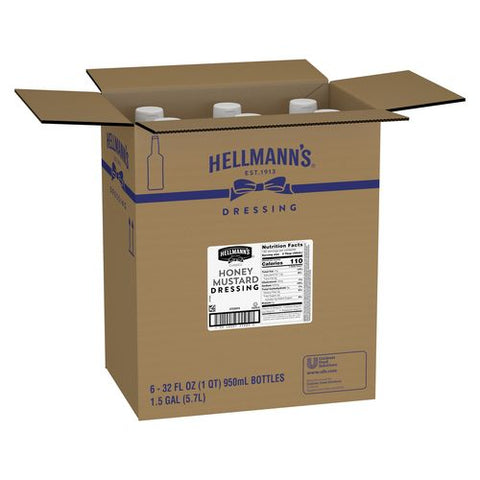 Single Hellmann's Classics Honey Mustard Salad Dressing Salad Bar Bottle, 32 Ounce