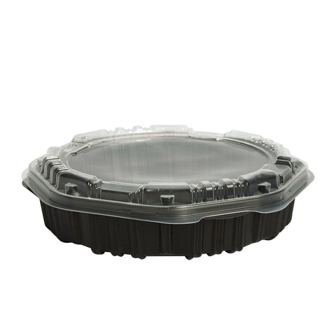 Creative Carryouts® CONTAINER PLASTIC HINGED OCTAVIEW BLACK/CLEAR 9