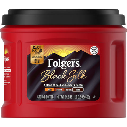 Folgers® COFFEE CAFFEINATED GROUND BLACK SILK CANISTER