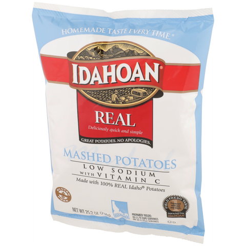 Idahoan Low Sodium with Vitamin C Real Mashed Potato, 25.2 Ounce -- 12 per case.