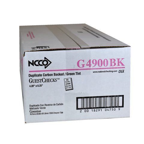 National Checking Company Carbon Backed Guest Check Board - 2 Part Green, 16 Line, 4.20 x 8.25 inch -- 2500 per case.