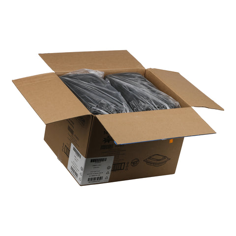 Container Plastic Wave 2-compartment Black W/ Lid Dome Black 8 Oz/12 Oz