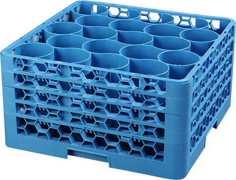 OptiClean™ RACK GLASS W/ FOUR EXTENDERS 20 COMPARTMENT CARLISLE BLUE