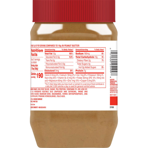 Jif Reduced Fat Creamy Peanut Butter, 40 Ounce -- 8 per case.