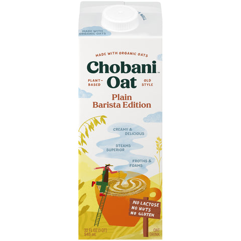 Chobani Oat Plain Barista Edition, 32 ounce -- 6 per case