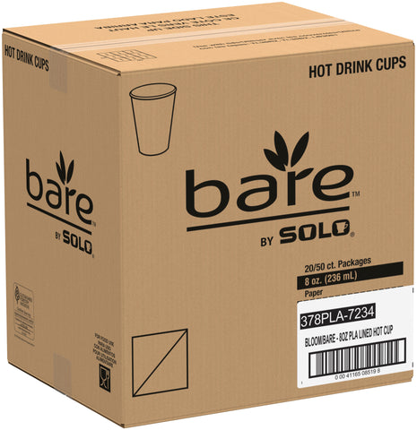 Dart Bare By Solo Eco-Forward Leaf Design SSPLA Paper Hot Cup, 8 Ounce - 50 per pack -- 20 packs per case