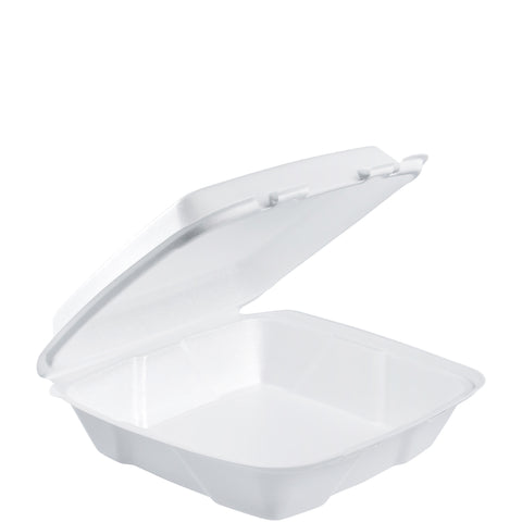 Container Foam White Large Single Compartment W/ Removable Lid 9.4x9x3