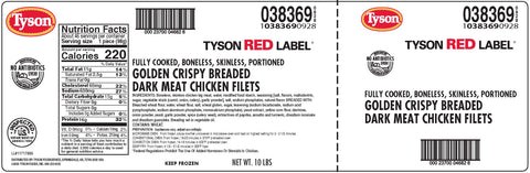 Chicken Fillet Dark Meat Golden Crispy Select Cut Fc Nae 3.5 Oz. 38369-0928