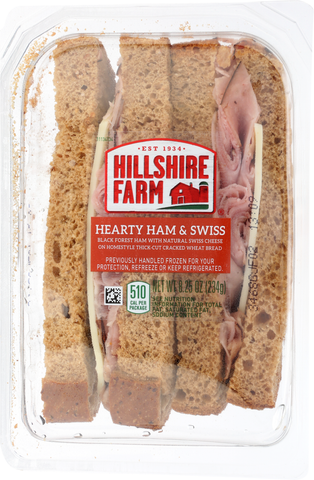 Hillshire Farm Black Forest Ham and Swiss Hearty Wedge Sandwich, 0.516 Pound -- 6 per case