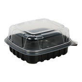 Container Plastic 1 Compartment Black Base Hinged Lid Clear Cb6611 6x6