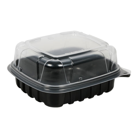 Container Plastic 1 Compartment Black Base Hinged Lid Clear Cb6611 6x6