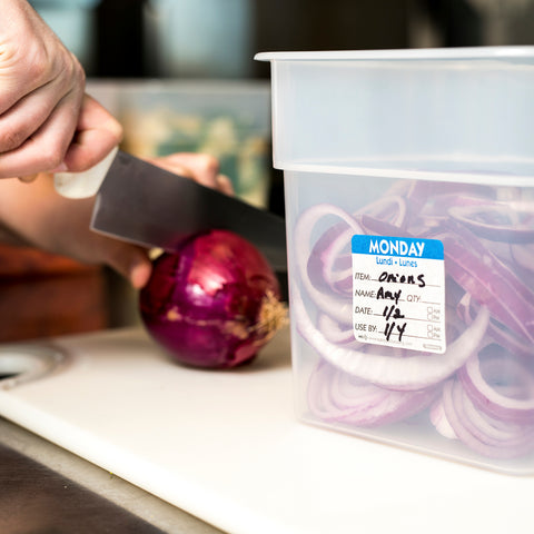 DateIt™ LABEL DISSOLVABLE USE BY MONDAY BLUE 2X2
