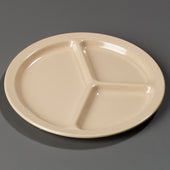 Carlisle PLATE KINGLINE™ MELAMINE TAN 3-COMPARTMENT 10