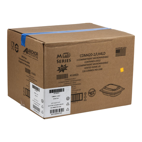Container Plastic Wave 2-compartment Black W/ Lid Dome Black 8 Oz/12 Oz