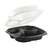 Culinary Classics® CONTAINER MICROWAVABLE 3-COMPARTMENT BASE/3-COMPARTMENT VENTED LID HINGED CLAMSHELL CC9933B 9X9