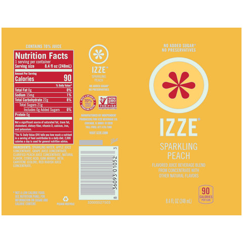 Izze JUICE SPARKLING PEACH CAN