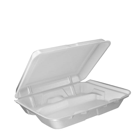 Container Foam White Large 3-compartment Hinged Lid 9.5x9.3x3