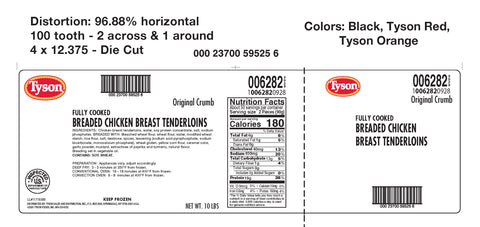 Tyson® CHICKEN BREAST TENDERLOIN ORIGINAL CRUMB BREADED FC 10062820928