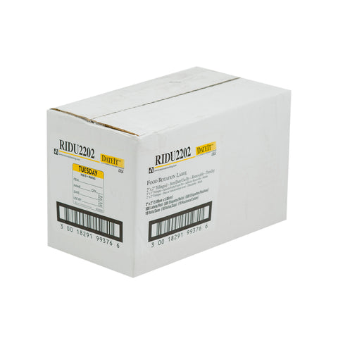 Label Trilingual Item/date/use By Removable Yellow Tuesday 2x2