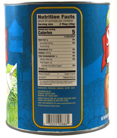 Stokelys Fancy Sauerkraut - no. 10 can, 6 cans per case.