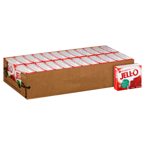 Jello Strawberry Gelatin, 3 Ounce --24 Case