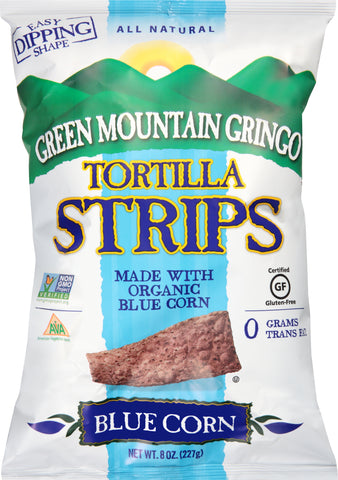 Green Mountain Gringo Organic Blue Tortilla Strips, 8 Ounce -- 12 per case.